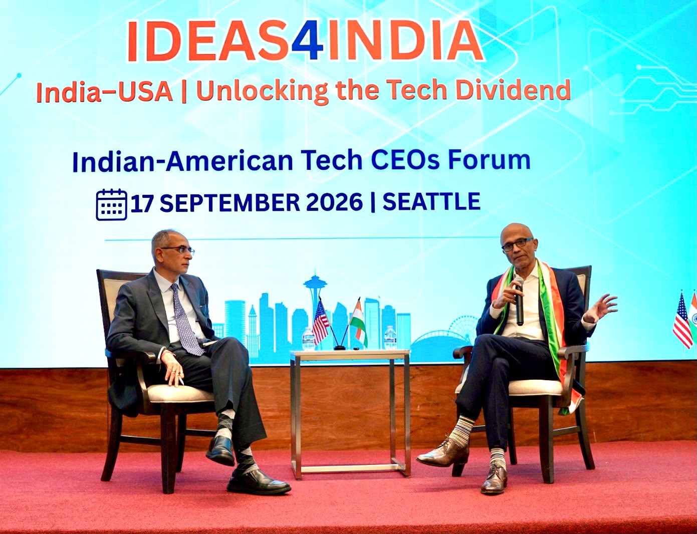 Microsoft CEO Satya Nadella addresses “IDEAS4INDIA”: Indian American tech CEOs forum hosted&hellip;