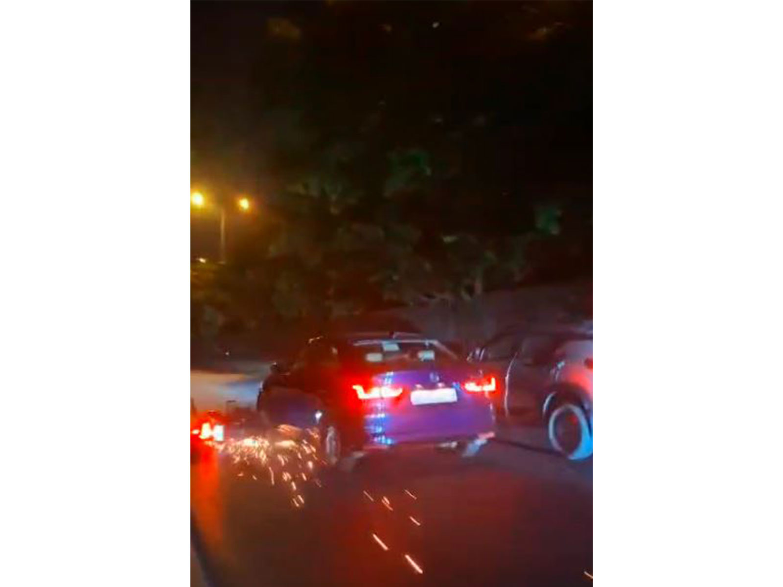 A car allegedly hit the motorcycle in RK Puram (Photo/screengrab of viral video) A car allegedly hit the motorcycle in RK Puram (Photo/screengrab of viral video)