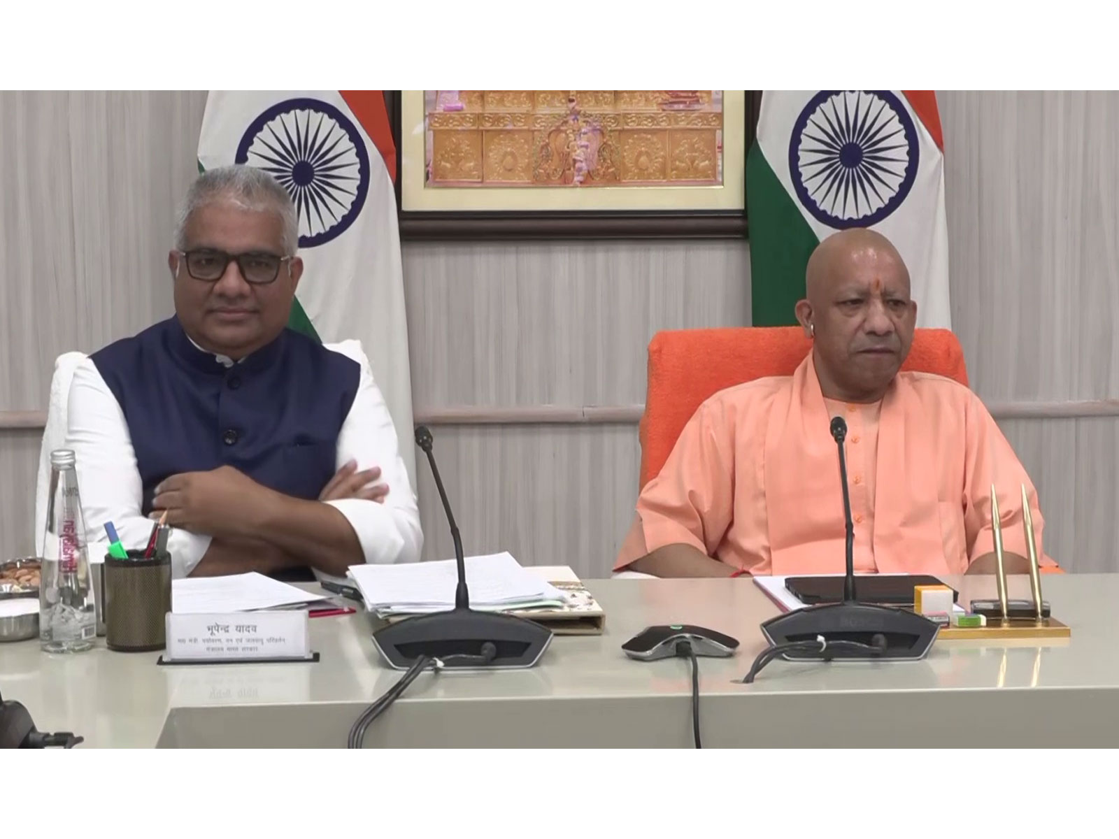 Union Minister Bhupender Yadav and UP CM Yogi Adityanath at Lucknow (Photo/ANI) Union Minister Bhupender Yadav and UP CM Yogi Adityanath at Lucknow (Photo/ANI)