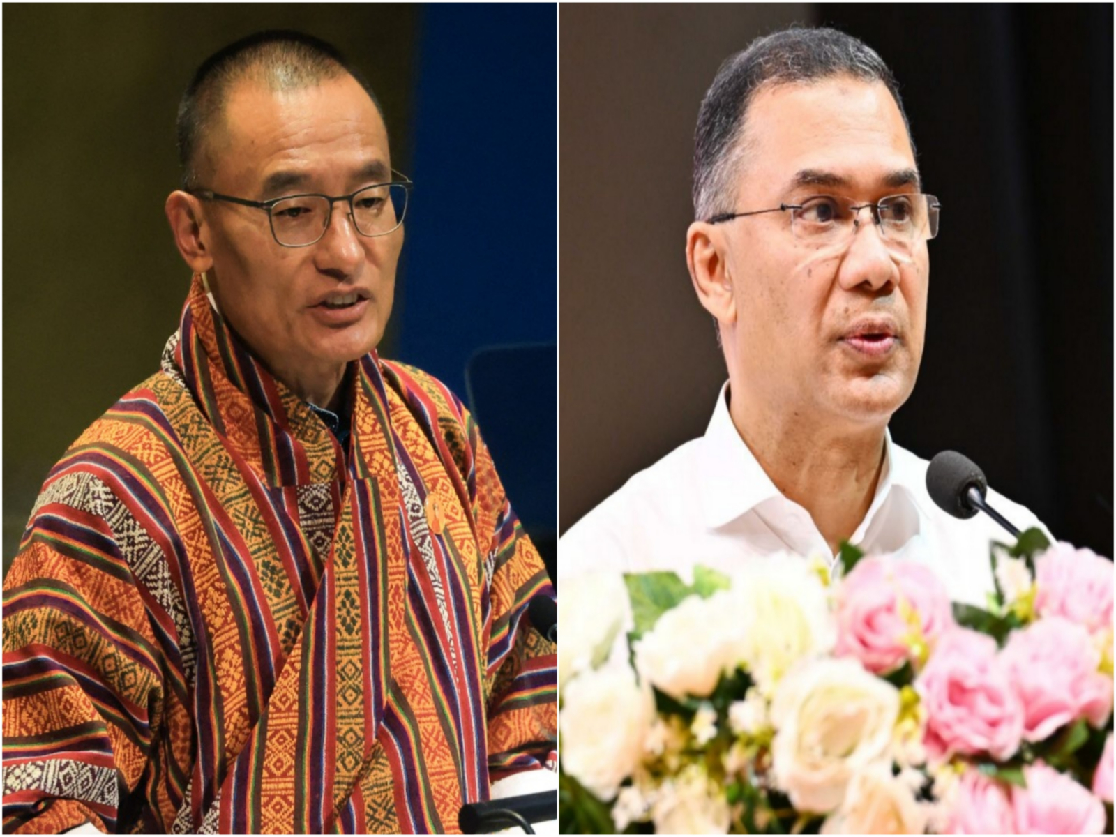 Bhutanese Prime Minister Tshering Tobgay and Bangladesh Prime Minister Tarique Rahman (Photos/Reuters, Bangladesh PMO)