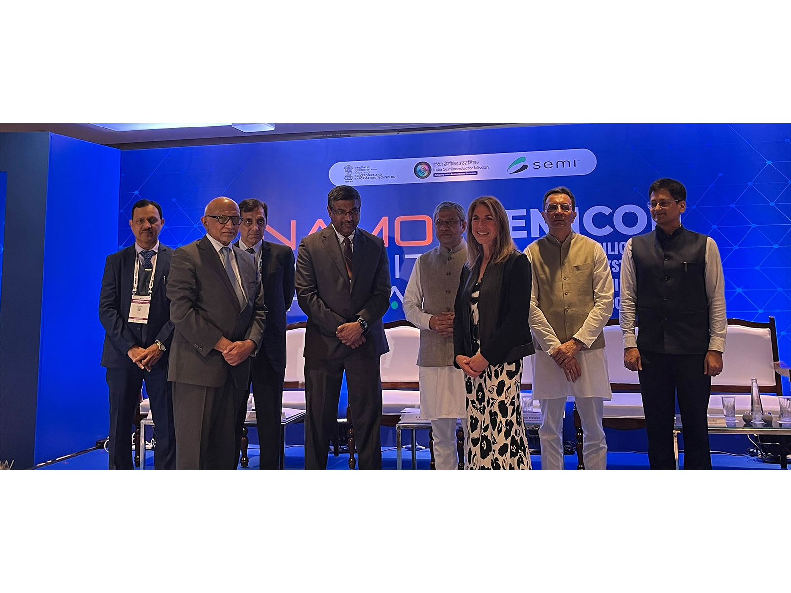Shri. Ashwini Vaishnaw (Union Min for Electronics & IT), Mr. Arun Kumar (Chair, IDTA & Celesta Capital Managing Partner) Shari Liss, Vice President, Global Workforce Development & Initiatives, SEMI Shri. Ashwini Vaishnaw (Union Min for Electronics & IT), Mr. Arun Kumar (Chair, IDTA & Celesta Capital Managing Partner) Shari Liss, Vice President, Global Workforce Development & Initiatives, SEMI