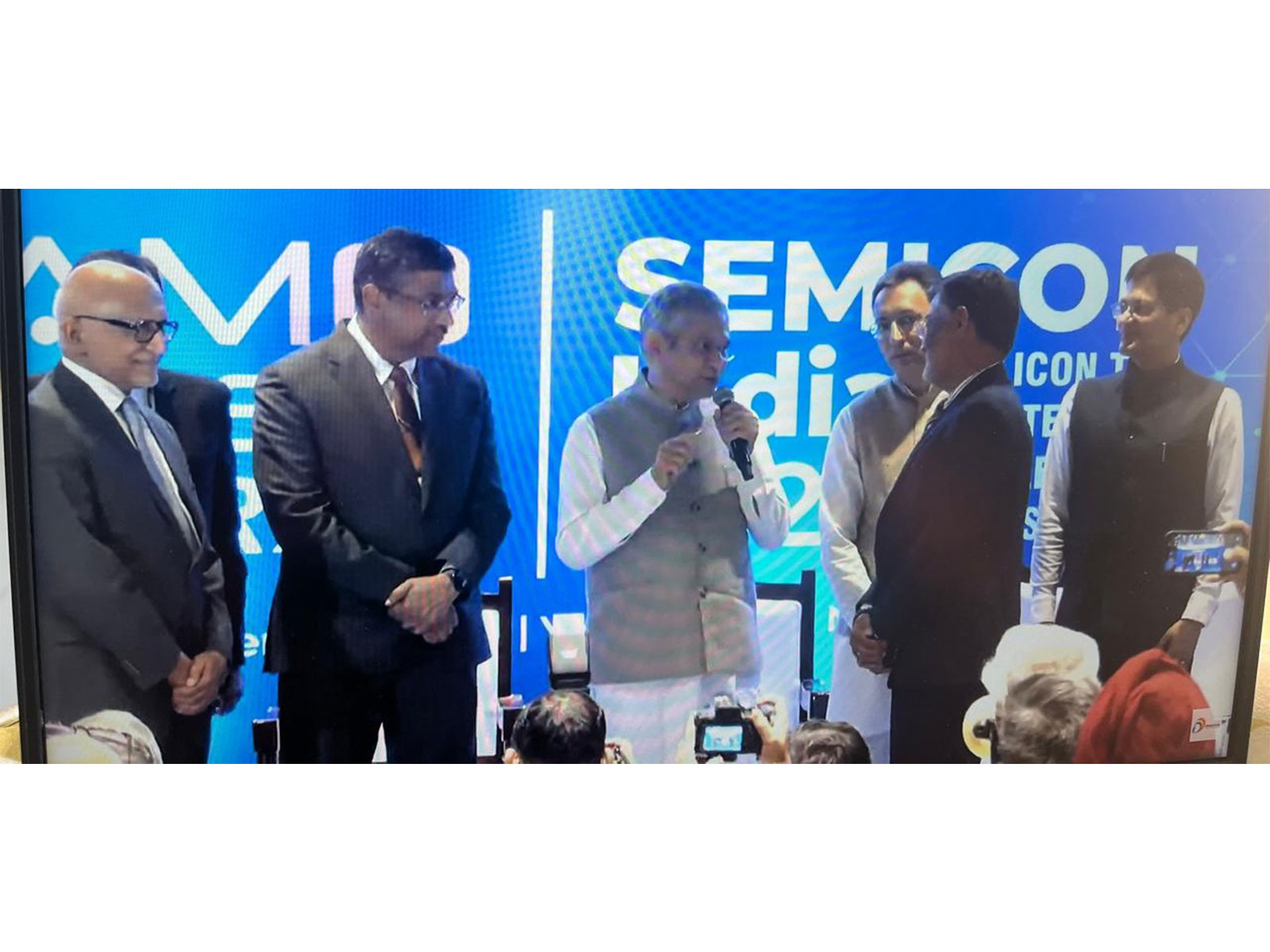 Shri. Ashwini Vaishnaw (Union Min for Electronics & IT), Mr. Arun Kumar (Chair, IDTA & Celesta Capital Managing Partner), Sriram Viswanathan, ECM, IDTA & Founding Managing Partner, Celesta Capital