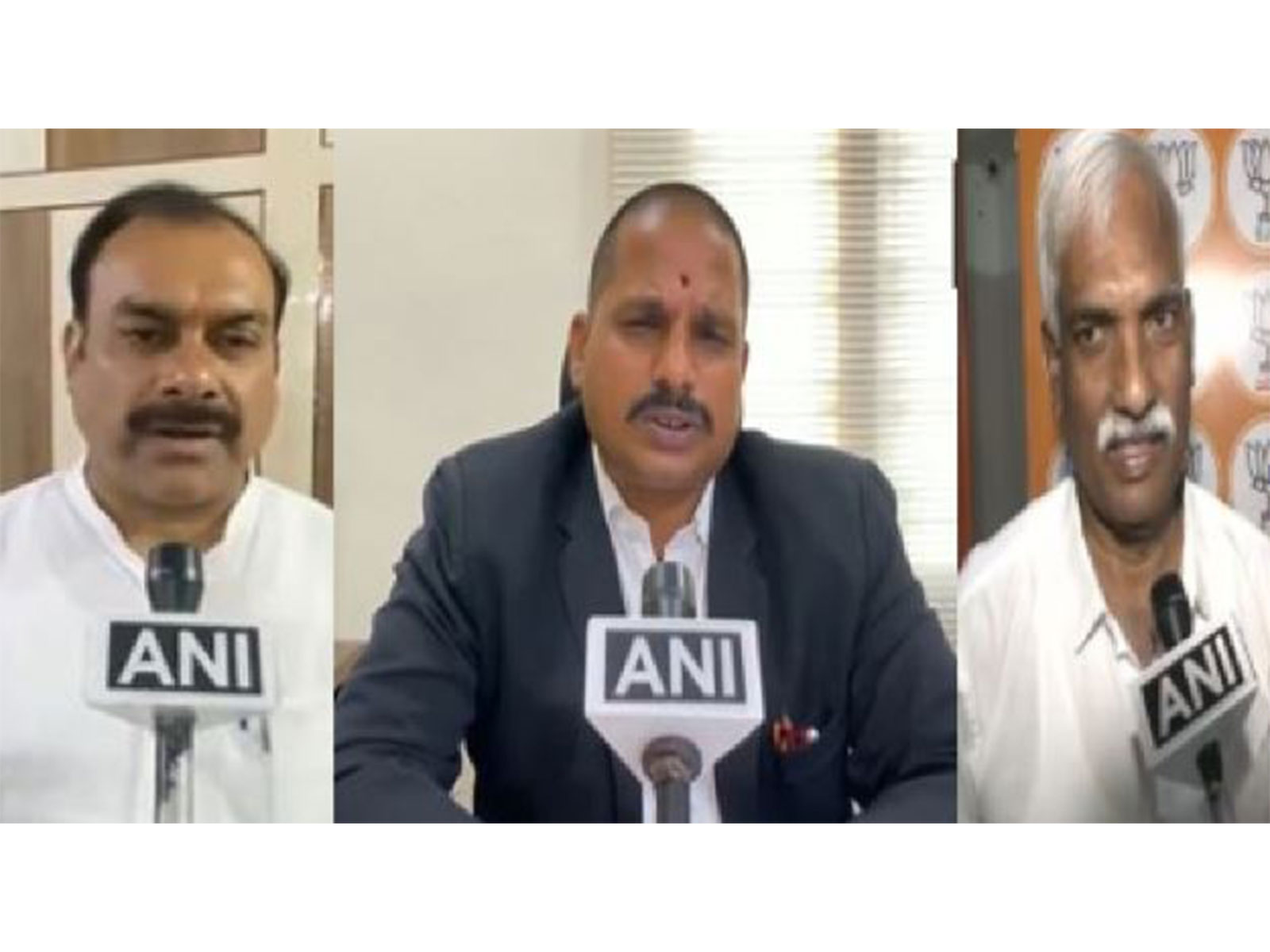 BRS leader Ravula Sridhar Reddy, BJP leader and advocate Karuna Sagar and BJP leader Prakash Reddy (Photo/ANI) BRS leader Ravula Sridhar Reddy, BJP leader and advocate Karuna Sagar and BJP leader Prakash Reddy (Photo/ANI)