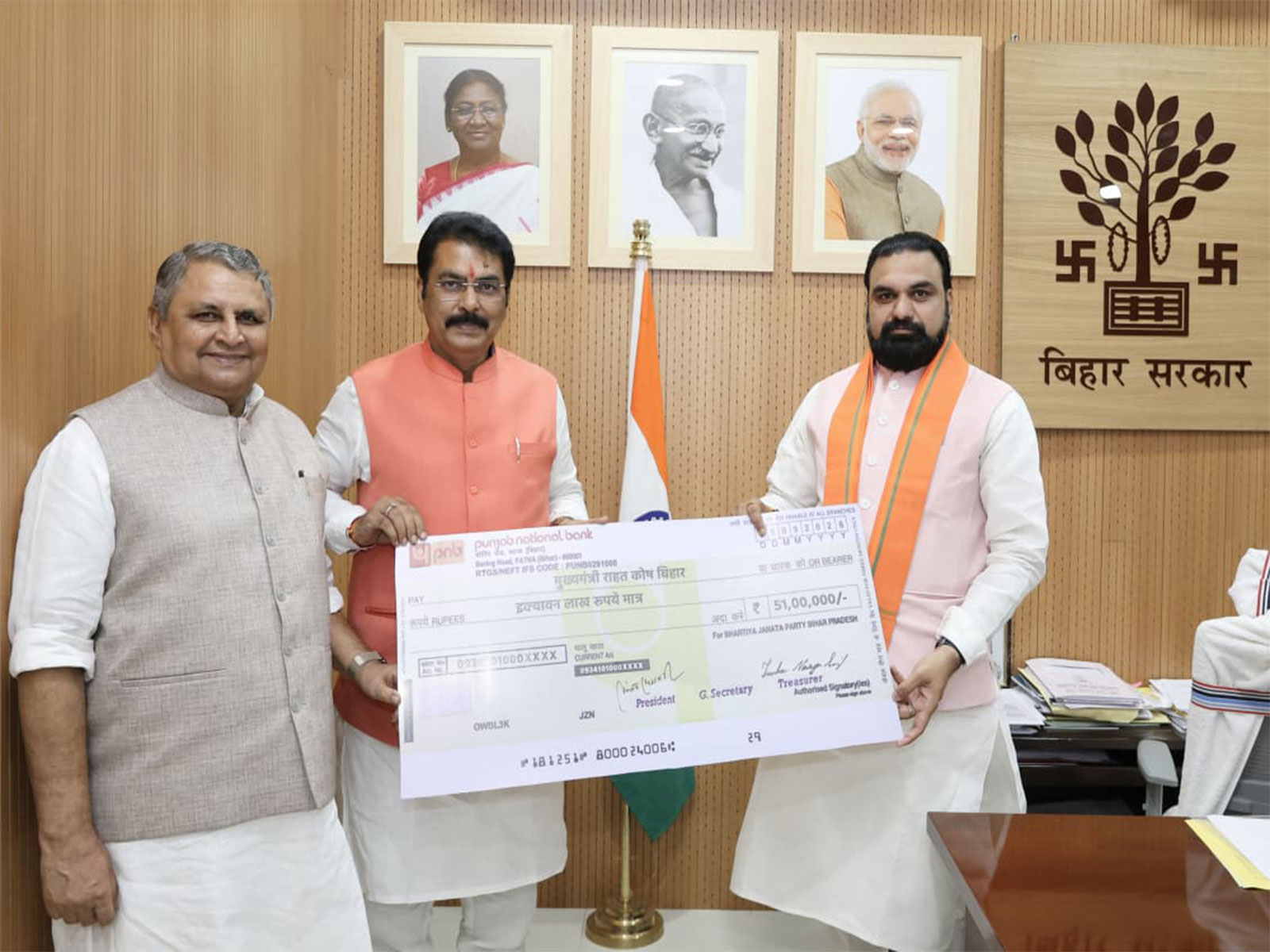 BJP State President Sanjay Sarawgi and Bihar Chief Minister Samrat Chaudhary (Photo/Bihar CMO)
