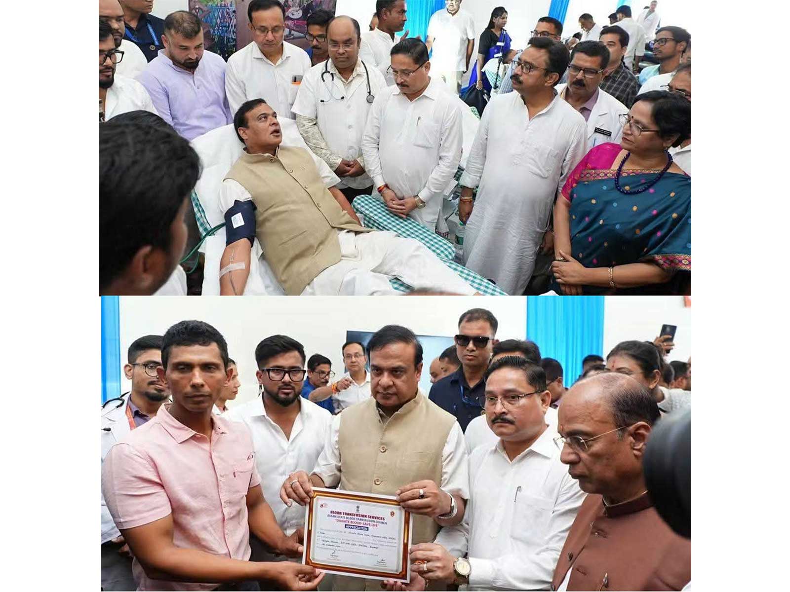 Assam CM Himanta Biswa Sarma donates blood (Photo/X@BJP4Assam)