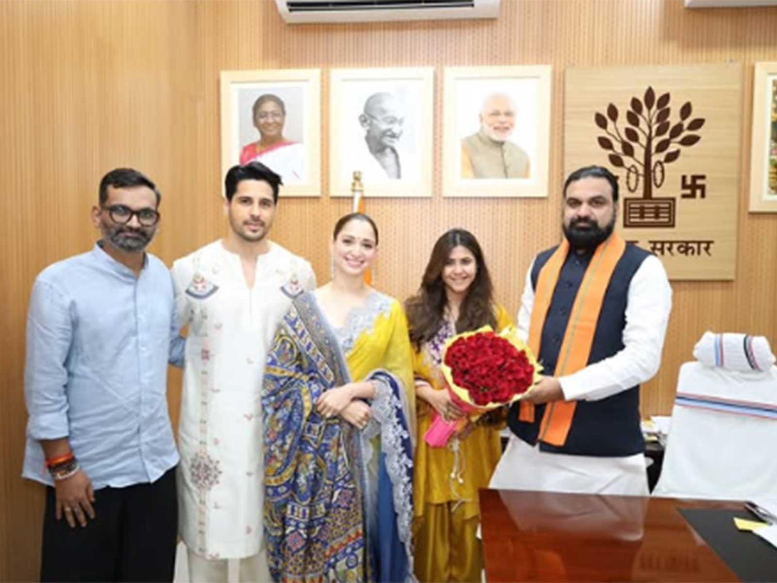 Bollywood celebs meet with Bihar CM Samrat Choudhary (Photo/Instagram@tamannaahspeaks)