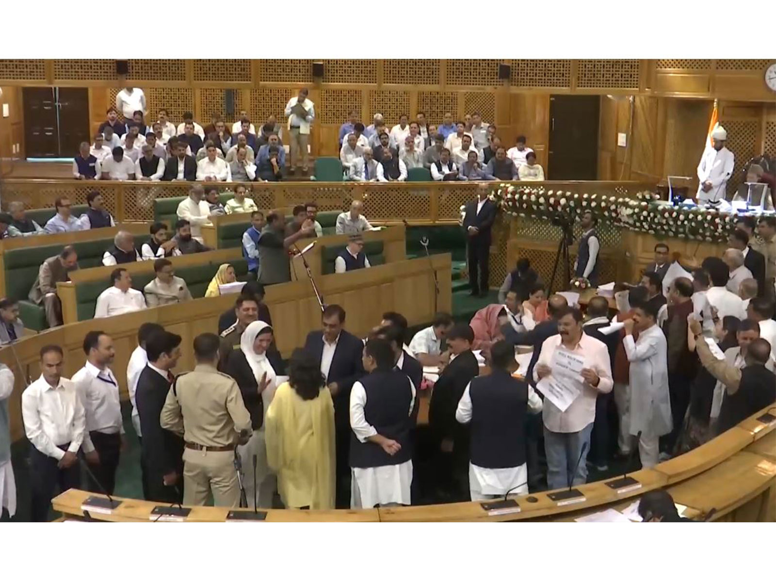 Protesting BJP legislators in the JK Assembly (Photo/ ANI)