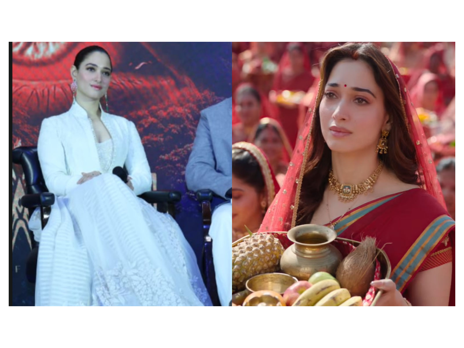 Tamannaah Bhatia (L), A snip from the song (R) (Photos/makers/instagram/@Zee Music Company) Tamannaah Bhatia (L), A snip from the song (R) (Photos/makers/instagram/@Zee Music Company)