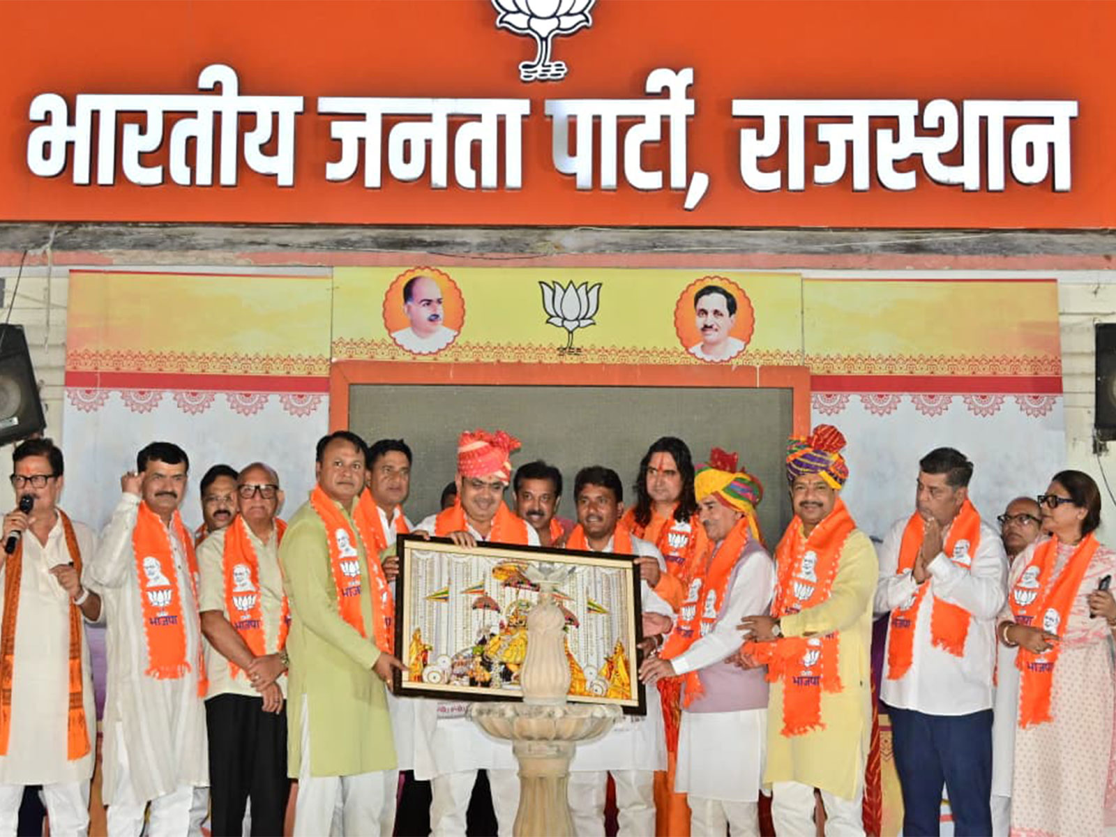Rajasthan CM Bhajanlal Sharma and BJP leaders celebrate at party office in Jaipur (Photo/Rajasthan BJP)