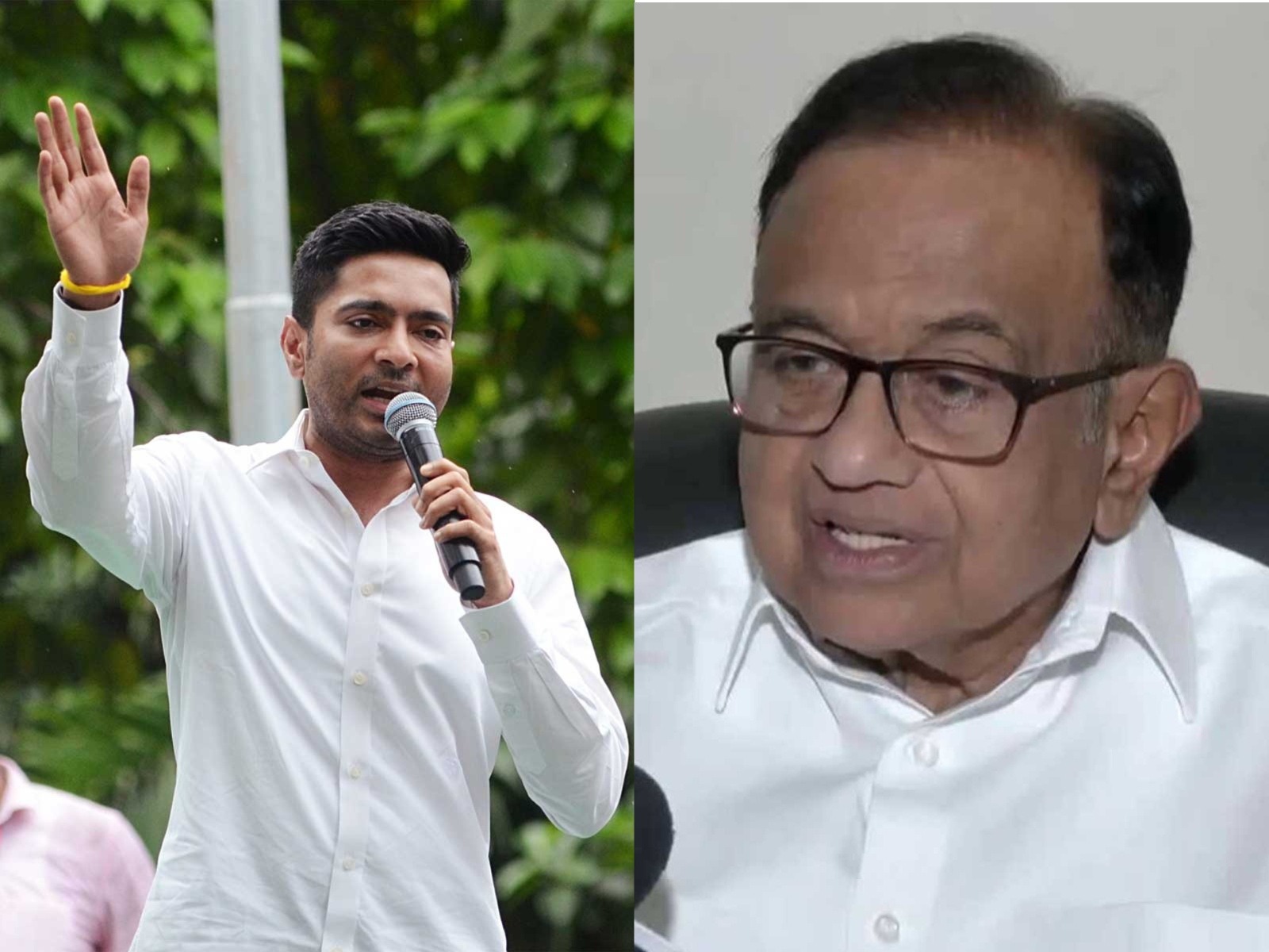 Trinamool Congress (TMC) general secretary Abhishek Banerjee and Congress leader P Chidambaram (Photo/ANI) Trinamool Congress (TMC) general secretary Abhishek Banerjee and Congress leader P Chidambaram (Photo/ANI)