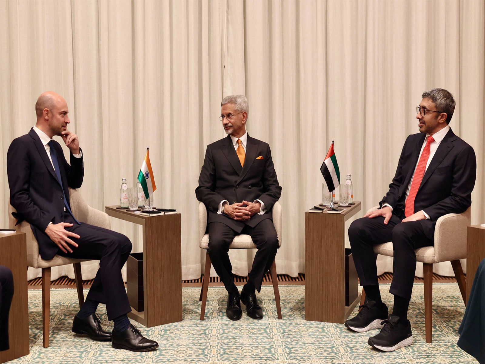 External Affairs Minister S Jaishankar, French Minister of Europe and Foreign Affairs Jean-Noel Barrot and UAE Minister of Foreign Affairs and Deputy Prime Minister Sheikh Abdullah bin Zayed Al Nahyan (Photo/@DrSJaishankar)