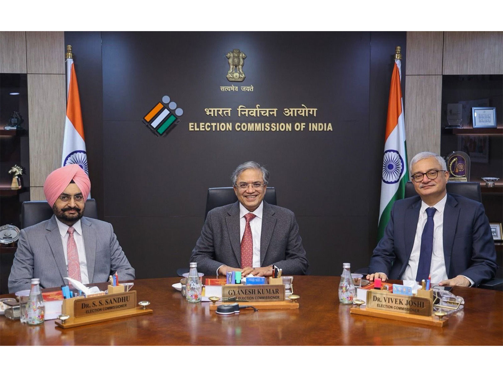 Chief Election Commissioner Gyanesh Kumar, with Election Commissioners Vivek Joshi and Sukhbir Singh Sandhu (Photo/X@ECISVEEP) Chief Election Commissioner Gyanesh Kumar, with Election Commissioners Vivek Joshi and Sukhbir Singh Sandhu (Photo/X@ECISVEEP)
