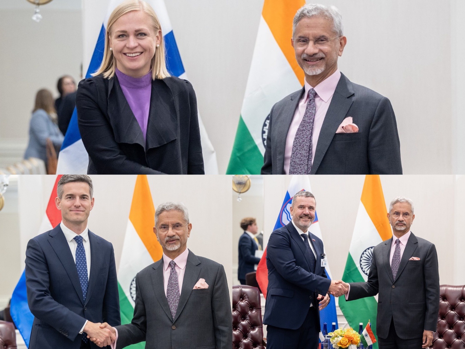 EAM Jaishankar met Netherlands Foreign Minister Tom Berendsen, Finland's Foreign Minister Elina Valtonen and Slovenia's Foreign Minister Tone Kajzer during his engagements in New York (Photo/X@DrSJaishankar)