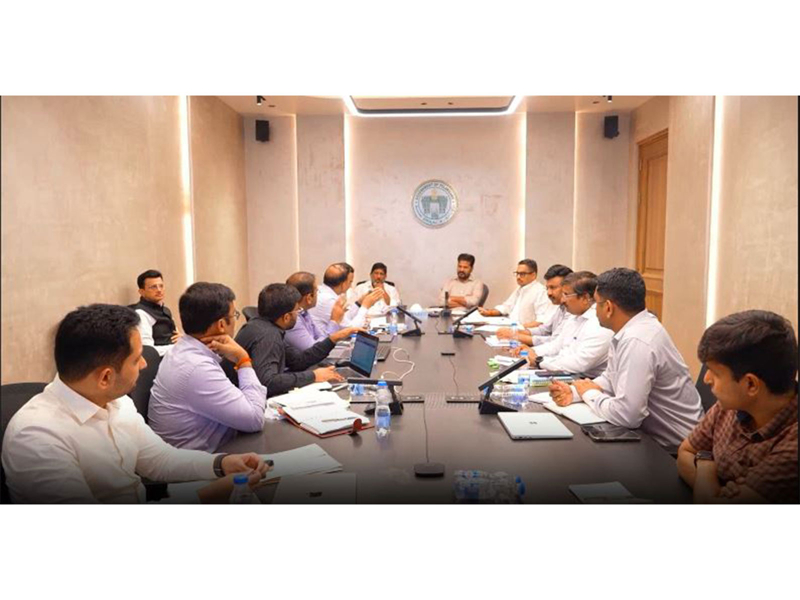 Telangana Chief Minister A Revanth Reddy and Deputy CM Mallu Bhatti Vikramarka at a review meeting on the energy sector in Hyderabad on Wednesday (Photo/ANI)
