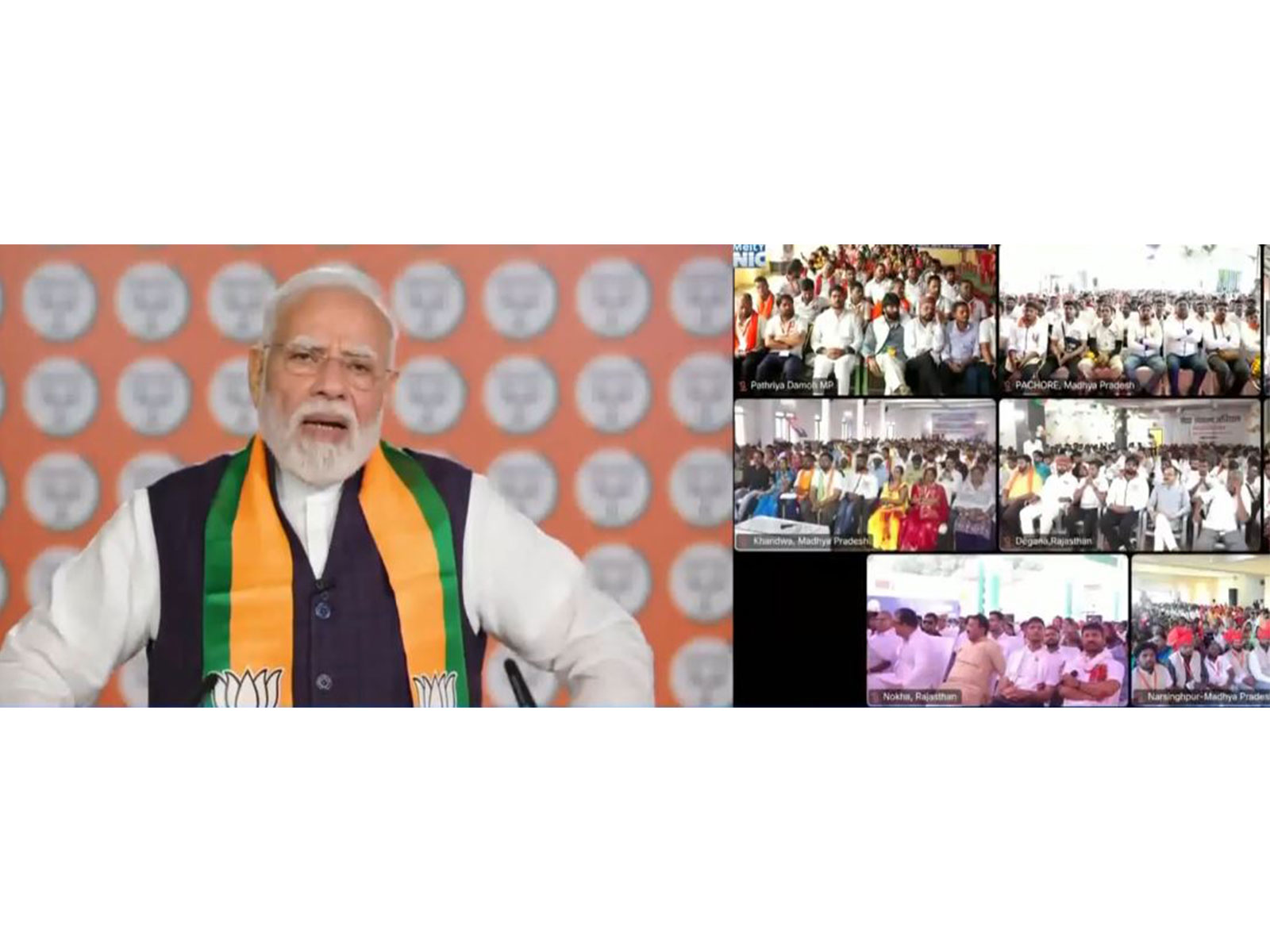 Prime Minister Narendra Modi interacts with Seva Yatris (Photo/ANI-DD)