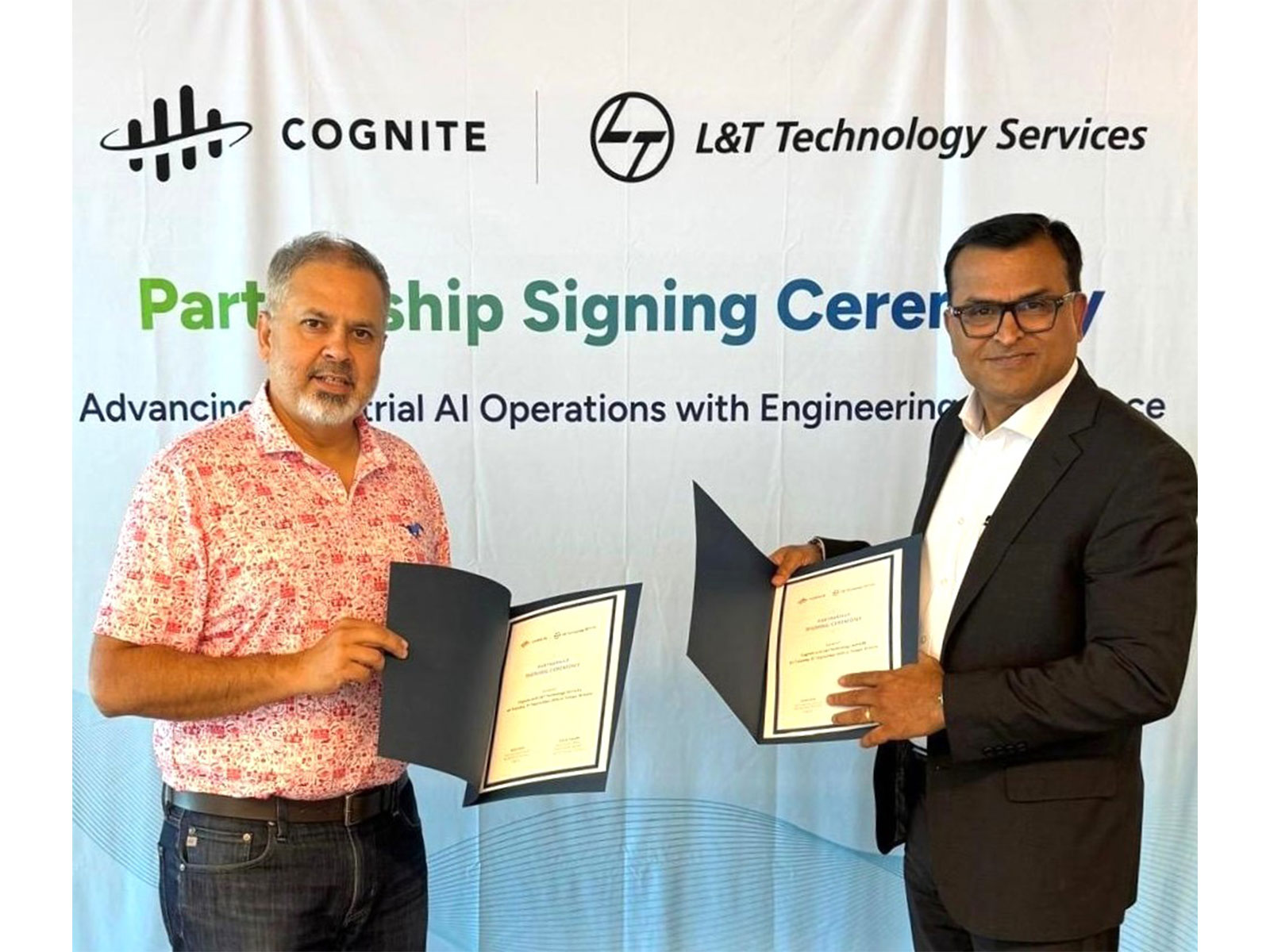 In the picture (L–R): Girish Rishi, CEO, Cognite, with Subrat Tripathy, Chief Growth Officer – Sustainability, L&T Technology Services.