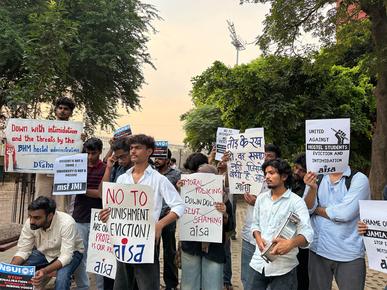 Hundreds of Jamia students protest on eviction notices to women hostellers (Photo/AISA) Hundreds of Jamia students protest on eviction notices to women hostellers (Photo/AISA)