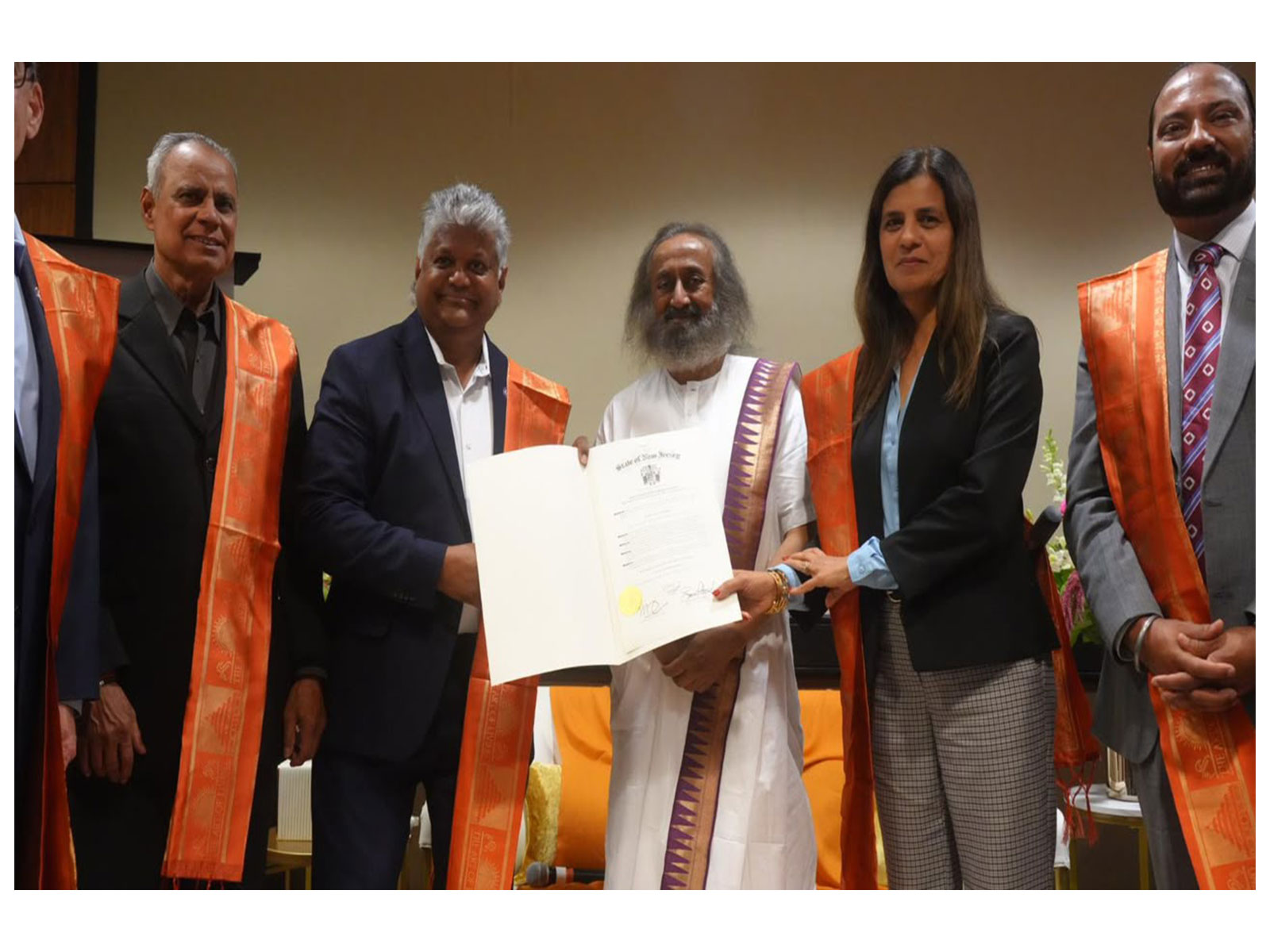 New Jersey State Legislature honoured Gurudev Sri Sri Ravi Shankar (Photo/ANI)