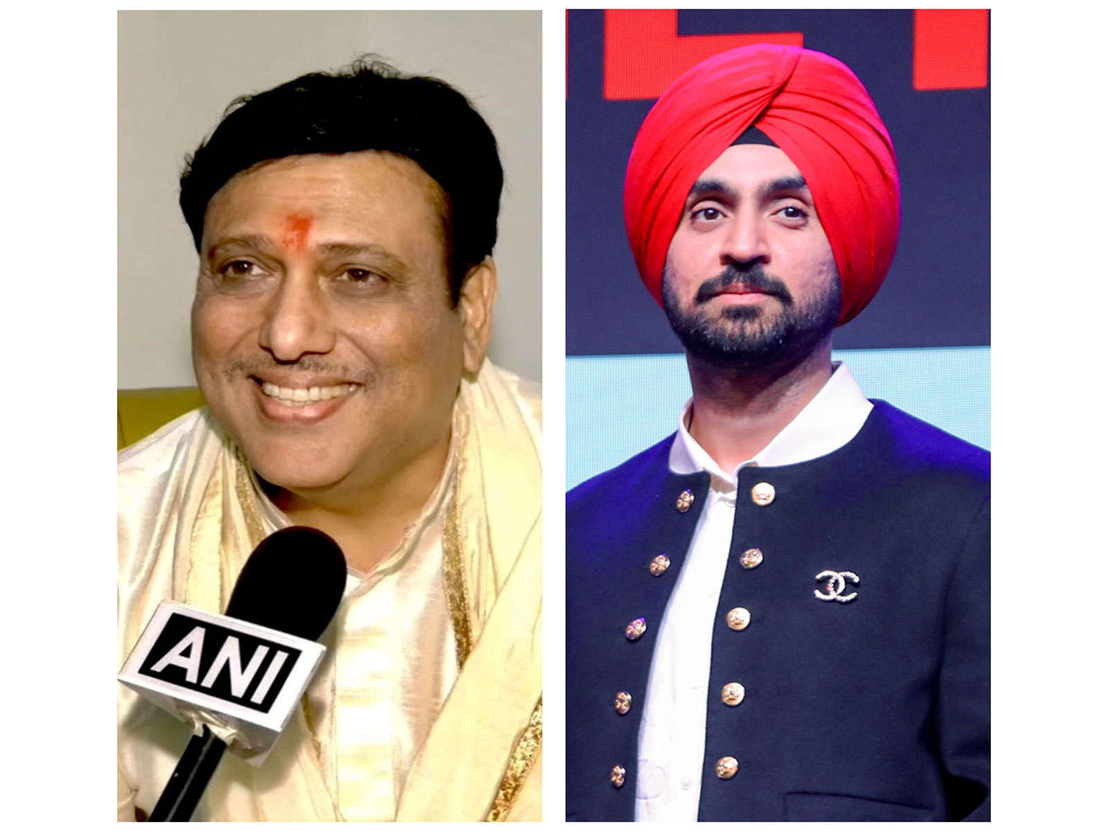 Actors Govinda and Diljit Dosanjh (Image source: ANI)