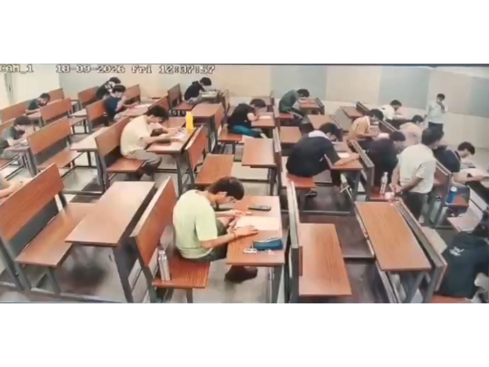 Screengrab of purported CCTV of exam hall of IIT Bombay from September 18 (Photo/Viral Video) Screengrab of purported CCTV of exam hall of IIT Bombay from September 18 (Photo/Viral Video)