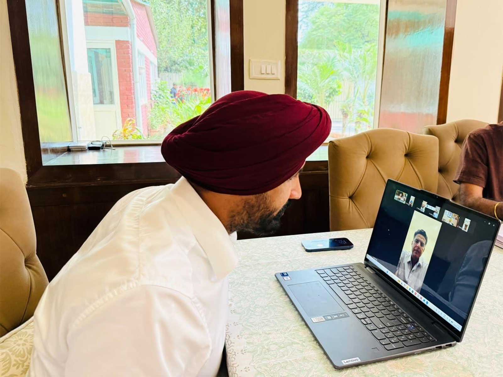 Amarinder Singh Raja Warring in a Zoom call with Sachin Pilot(Phto/ANI) Amarinder Singh Raja Warring in a Zoom call with Sachin Pilot(Phto/ANI)