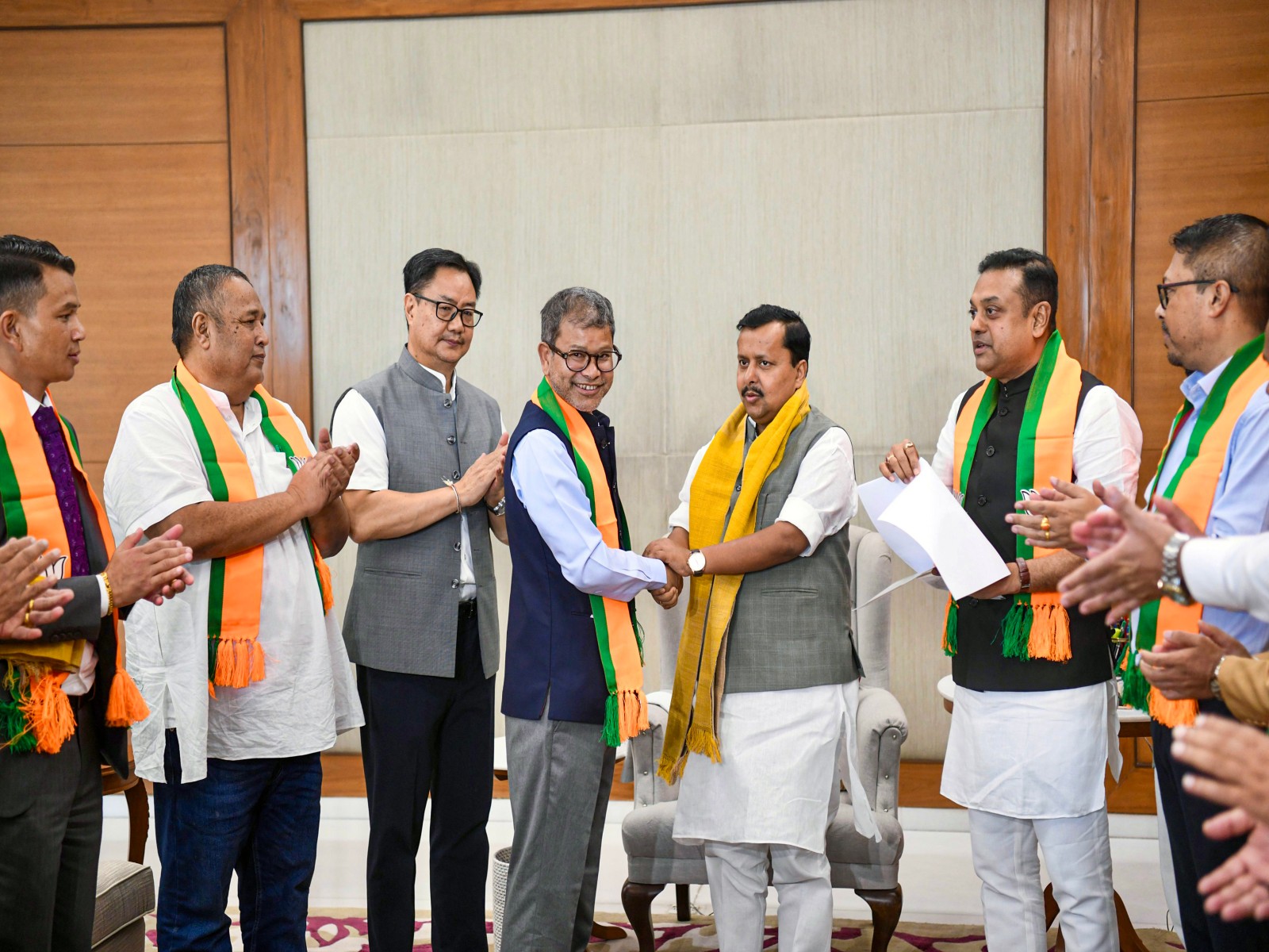 UDP MLAs join BJP in presence of National President Nitin Nabin and Union Minister Kiren Rijiju (Photo/ANI) UDP MLAs join BJP in presence of National President Nitin Nabin and Union Minister Kiren Rijiju (Photo/ANI)