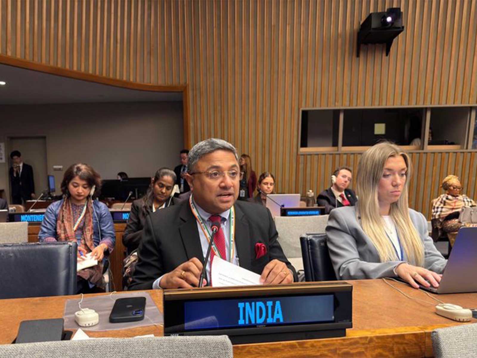 Secretary (West) in the Ministry of External Affairs (MEA), Sibi George, delivers India’s national statement at the High-Level Plenary Meeting on Addressing the Existential Threats Posed by Sea Level Rise during the 81st session of the United Nations General Assembly (UNGA) in New York. (Photo: X/@MEAIndia)