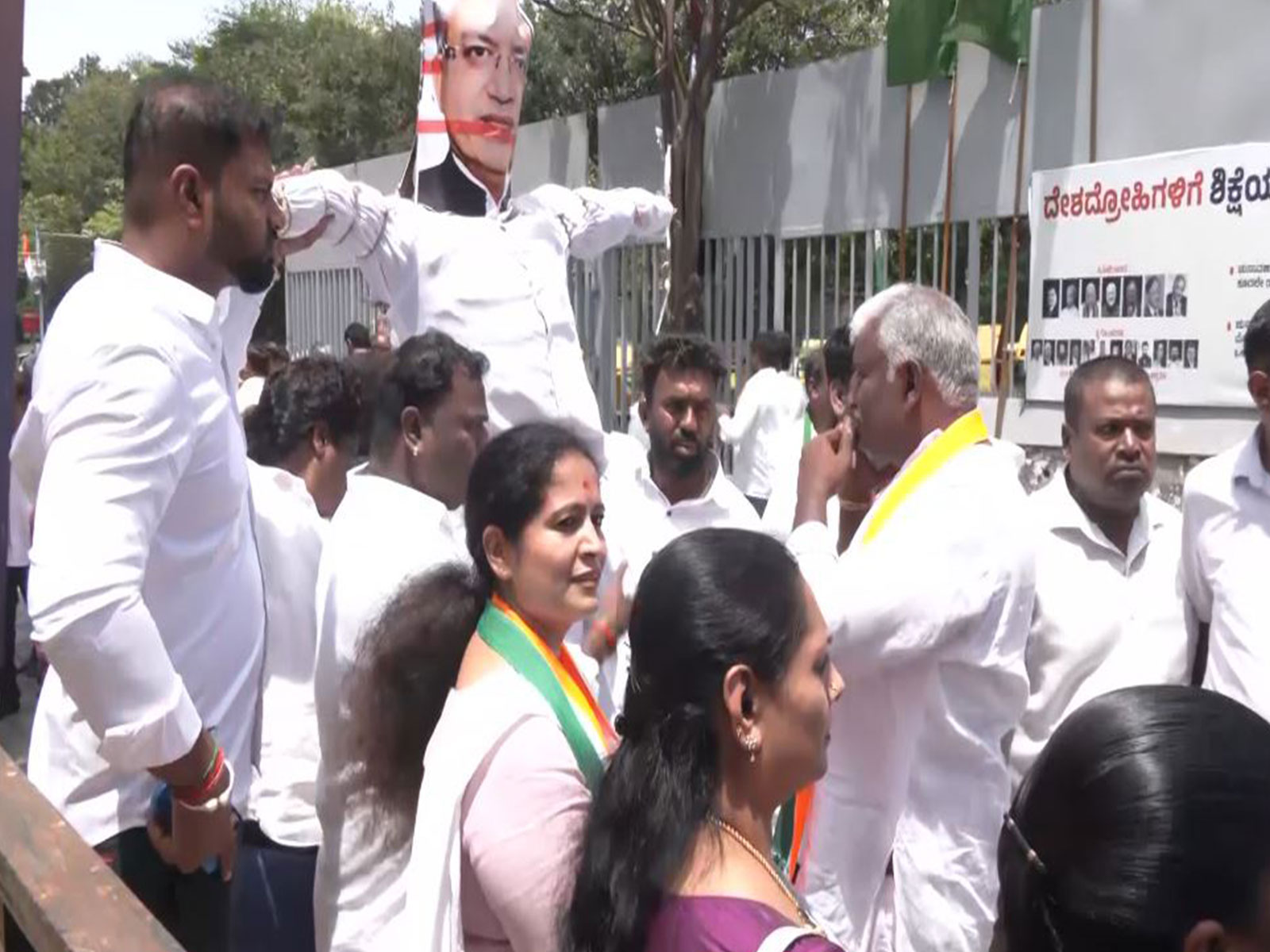 Visuals of Protest by Congress cadre in Karnataka (Photo/ANI) Visuals of Protest by Congress cadre in Karnataka (Photo/ANI)