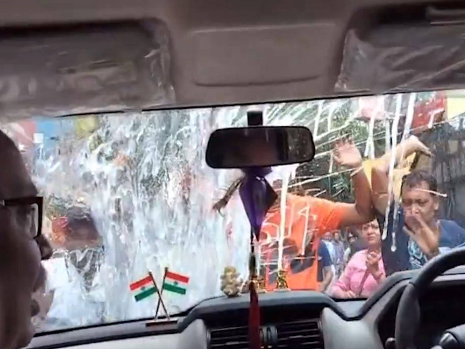 Eggs hurled at car of TMC MLA Kunal Ghosh (Photo/Kunal Ghosh) Eggs hurled at car of TMC MLA Kunal Ghosh (Photo/Kunal Ghosh)