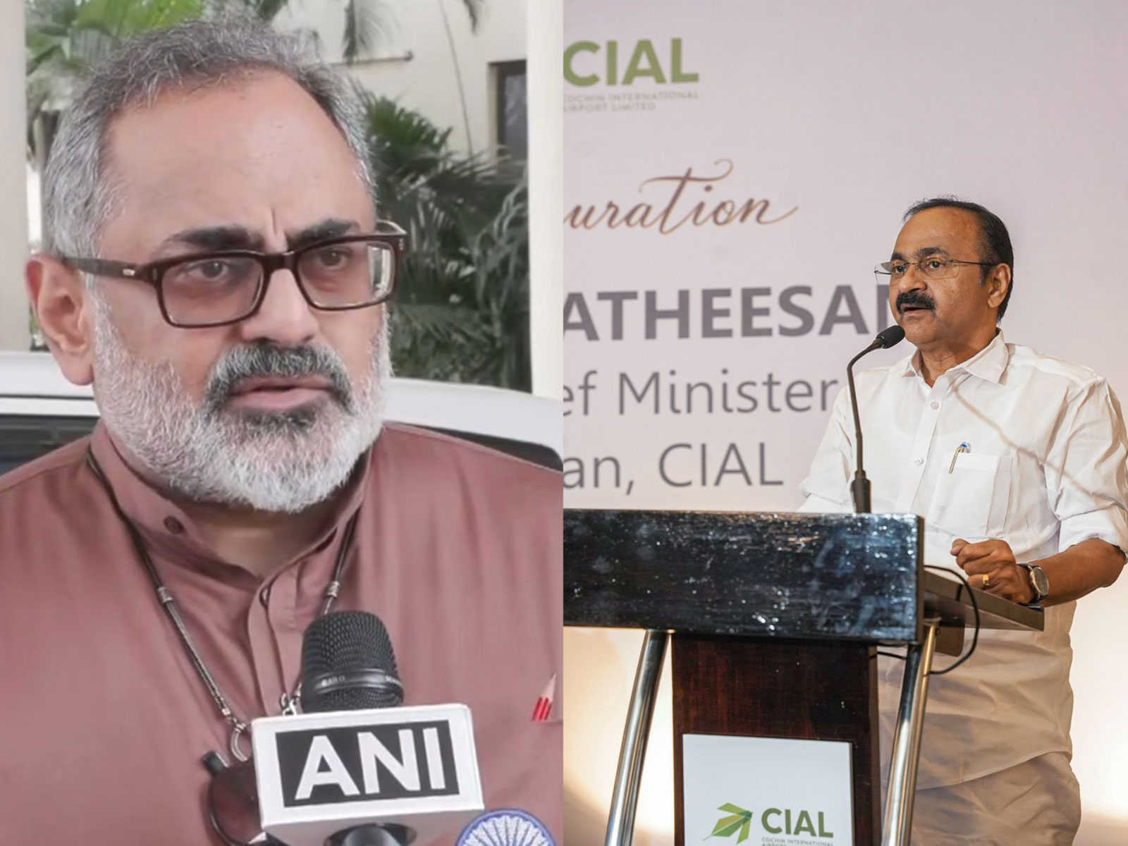 Keralam Bharatiya Janata Party (BJP) president Rajeev Chandrasekhar and Keralam Chief Minister VD Satheesan (Photo/ANI) Keralam Bharatiya Janata Party (BJP) president Rajeev Chandrasekhar and Keralam Chief Minister VD Satheesan (Photo/ANI)