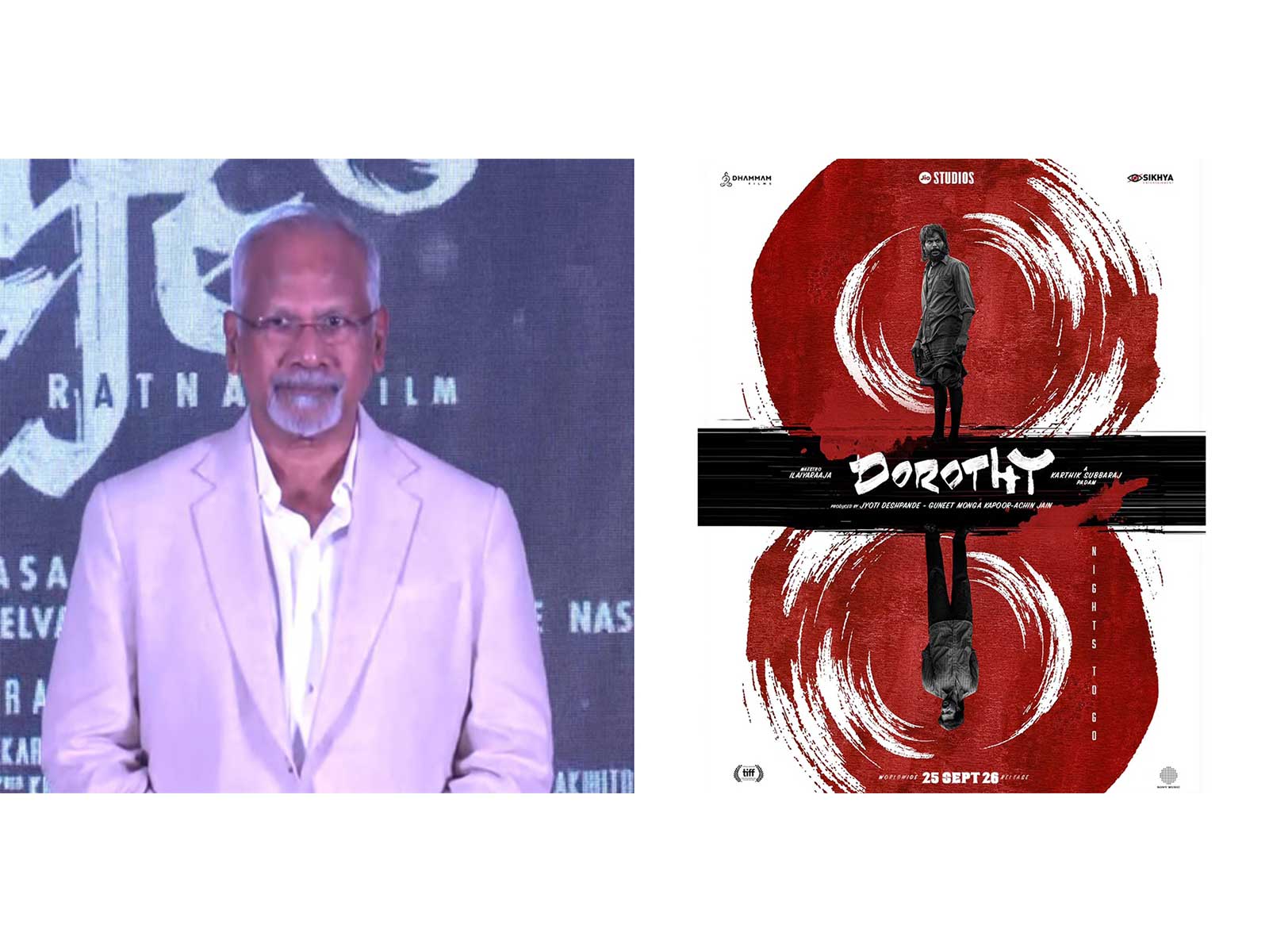 Mani Ratnam (Photo/ANI) and Dorothy poster (Photo/X@DhammamFilms) Mani Ratnam (Photo/ANI) and Dorothy poster (Photo/X@DhammamFilms)