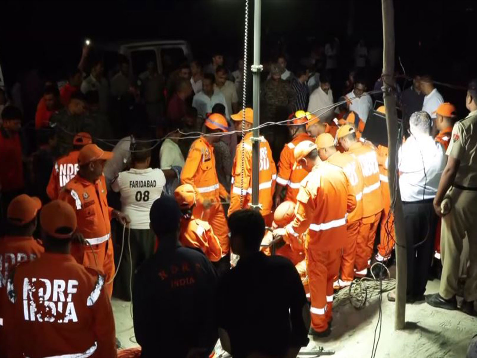 Rescue operations are underway after three-year-old girl falls in borewell in Haryana (Photo/ANI)