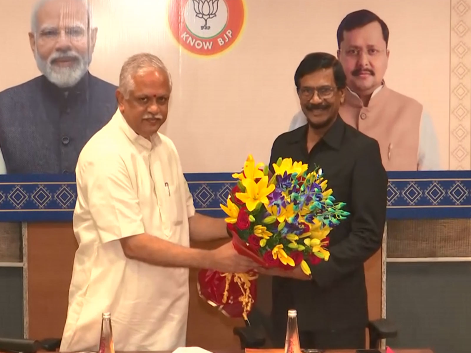 BJP National General Secretary (Organisation) B L Santhosh (On left) and Sri Lankan JVP General Secretary Tilvin Silva (Photo/ANI)