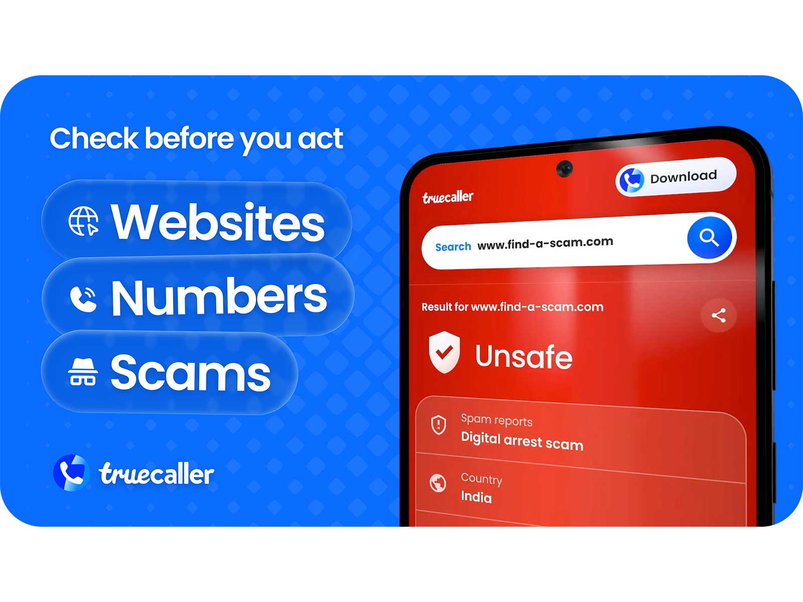 Truecaller Scam Checker on the web and Truecaller Android app lets anyone check a suspicious link, number, or message in seconds Truecaller Scam Checker on the web and Truecaller Android app lets anyone check a suspicious link, number, or message in seconds