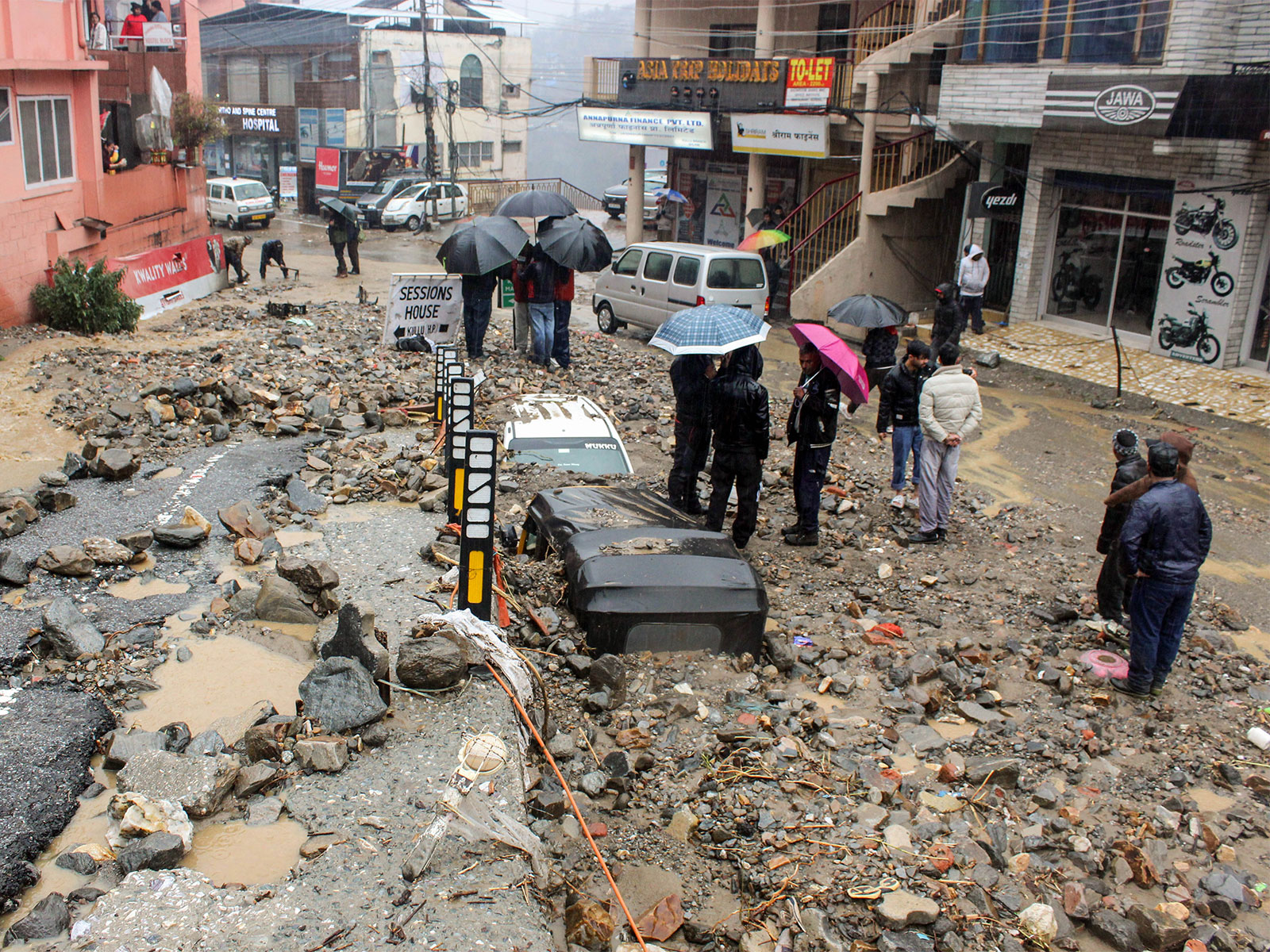 A condition of road in Himachal Pradesh following flash floods and debris (File Photo/ANI)