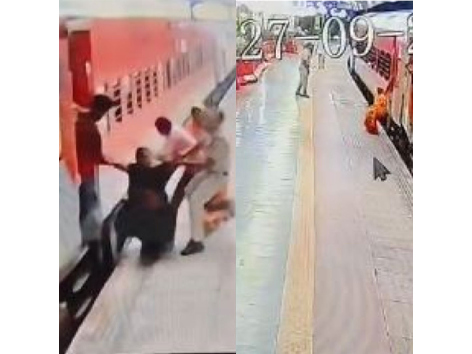 CCTV footage shows railway staff and bystanders rescuing a woman who fell while boarding a moving train, and another passenger who slipped underneath the train at the platform. (Photo/ PRYJ Junction)