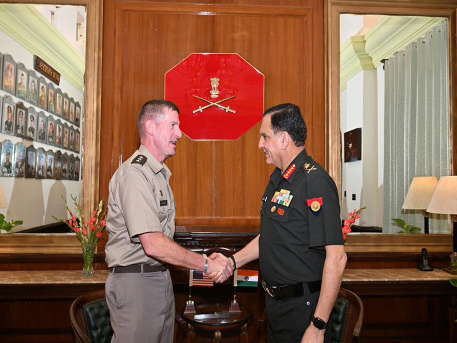 Indian Army Chief General Dhiraj Seth meets Lieutenant General Joel B Vowell, Deputy Commanding General of United States Army Pacific (USARPAC), in New Delhi. (Photo: X/@adgpi)