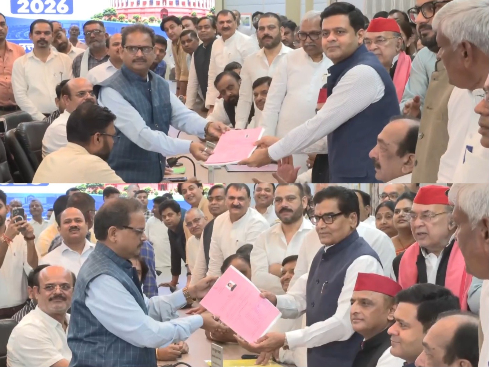 SP leaders Ram Gopal Yadav, Dhanraj Parimal Nathwani file nomination (Photo/ANI)