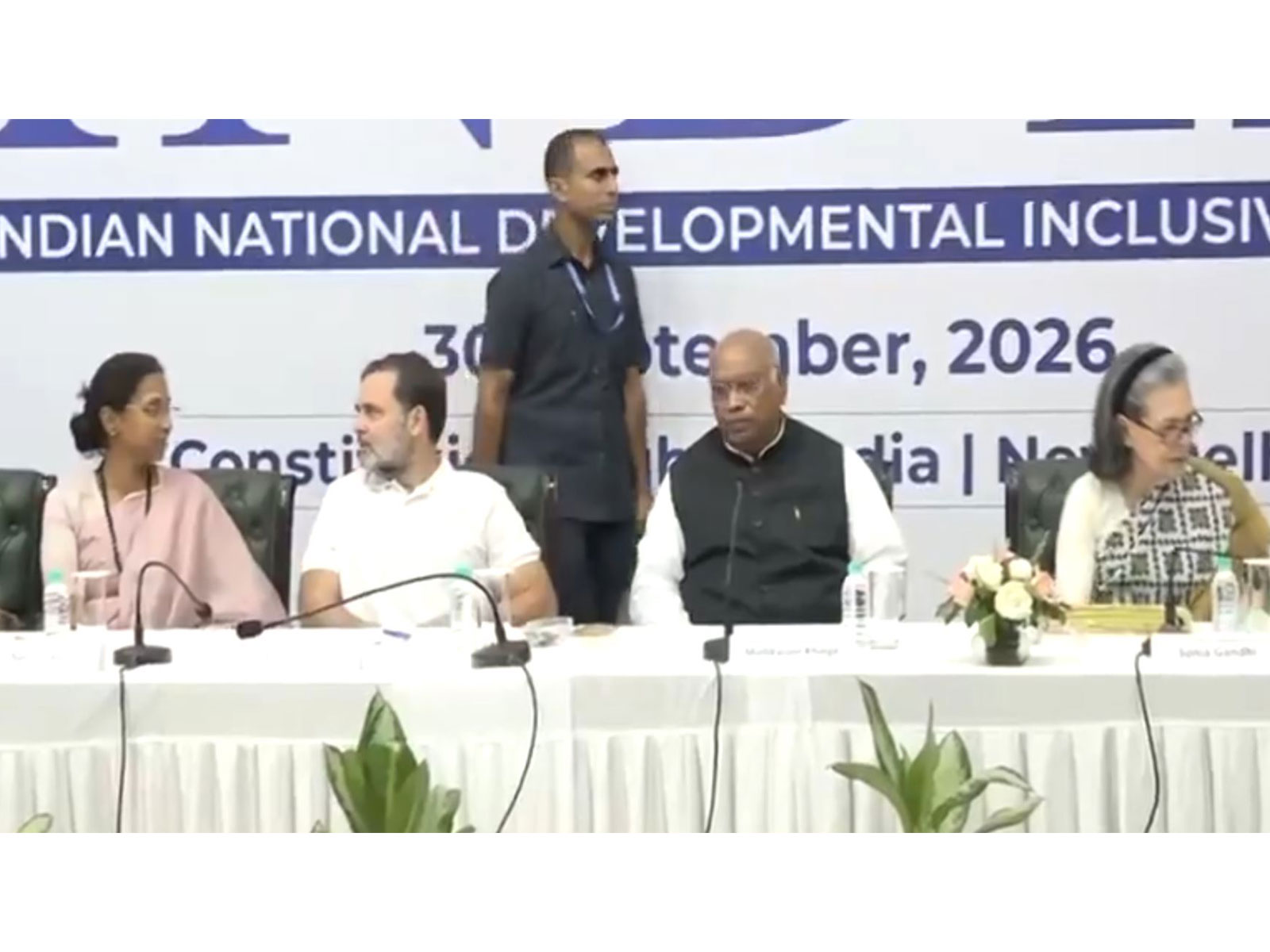 Congress president Mallikarjun Kharge with Rahul, Sonia Gandhi and Supriya Sule at INDIA bloc meet (Photo/@kharge) Congress president Mallikarjun Kharge with Rahul, Sonia Gandhi and Supriya Sule at INDIA bloc meet (Photo/@kharge)