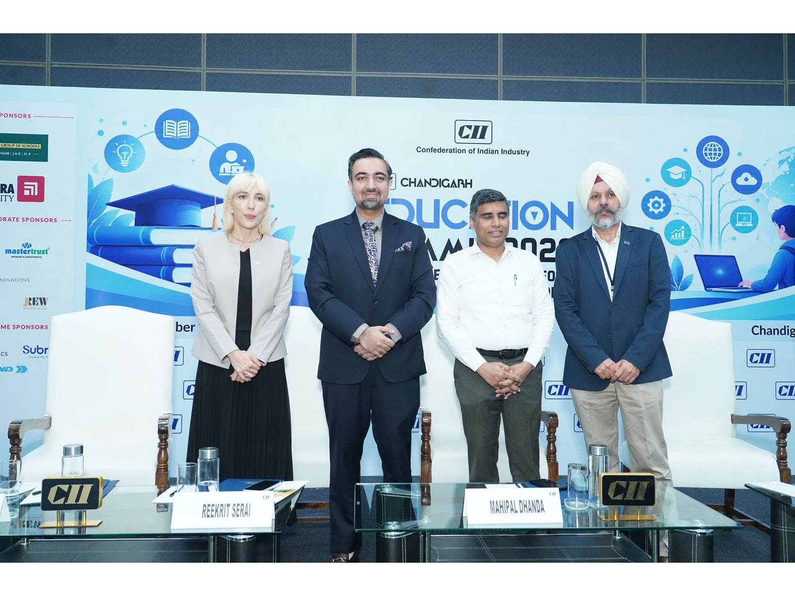 L-R: Alba Smeriglio, British Deputy High Commissioner, Chandigarh; CII Chandigarh Education Summit Chairman Reekrit Serai; Haryana Education Minister Mahipal Dhandha; CII Chd Director Sumanpreet Singh L-R: Alba Smeriglio, British Deputy High Commissioner, Chandigarh; CII Chandigarh Education Summit Chairman Reekrit Serai; Haryana Education Minister Mahipal Dhandha; CII Chd Director Sumanpreet Singh