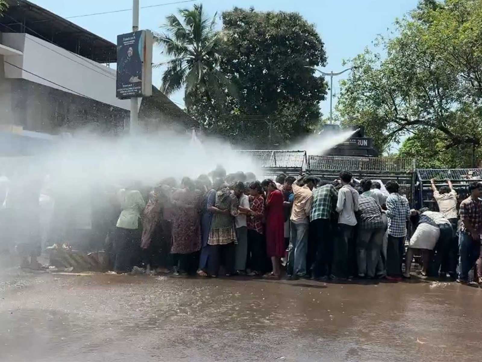 Tensions escalated during the Students' Federation of India (SFI) protest march to the Kannur University headquarters (Photo/ANI)