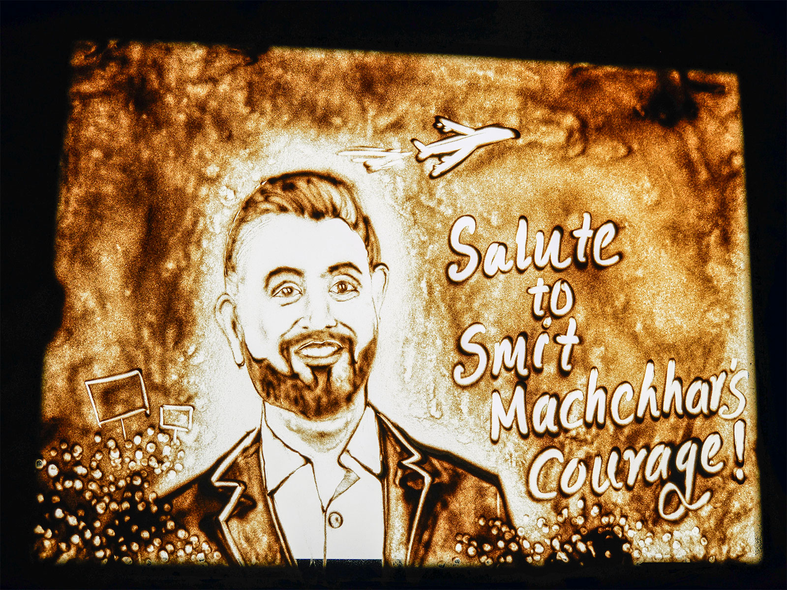 Sand artist Manas Kumar Sahoo pays Tribute to Captain Smit Machchhar (Photo/ANI)