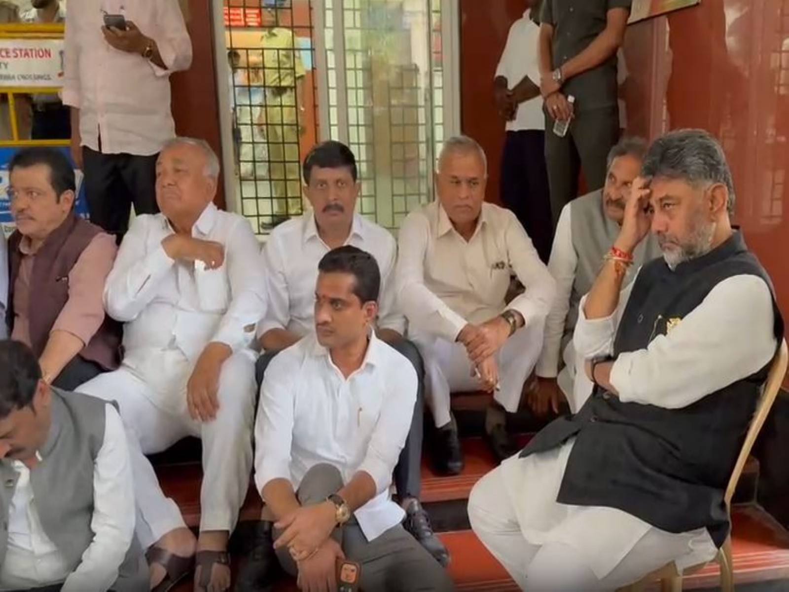 Karnataka CM DK Shivakumar, along with state cabinet ministers stages protest  (Photo/ANI)