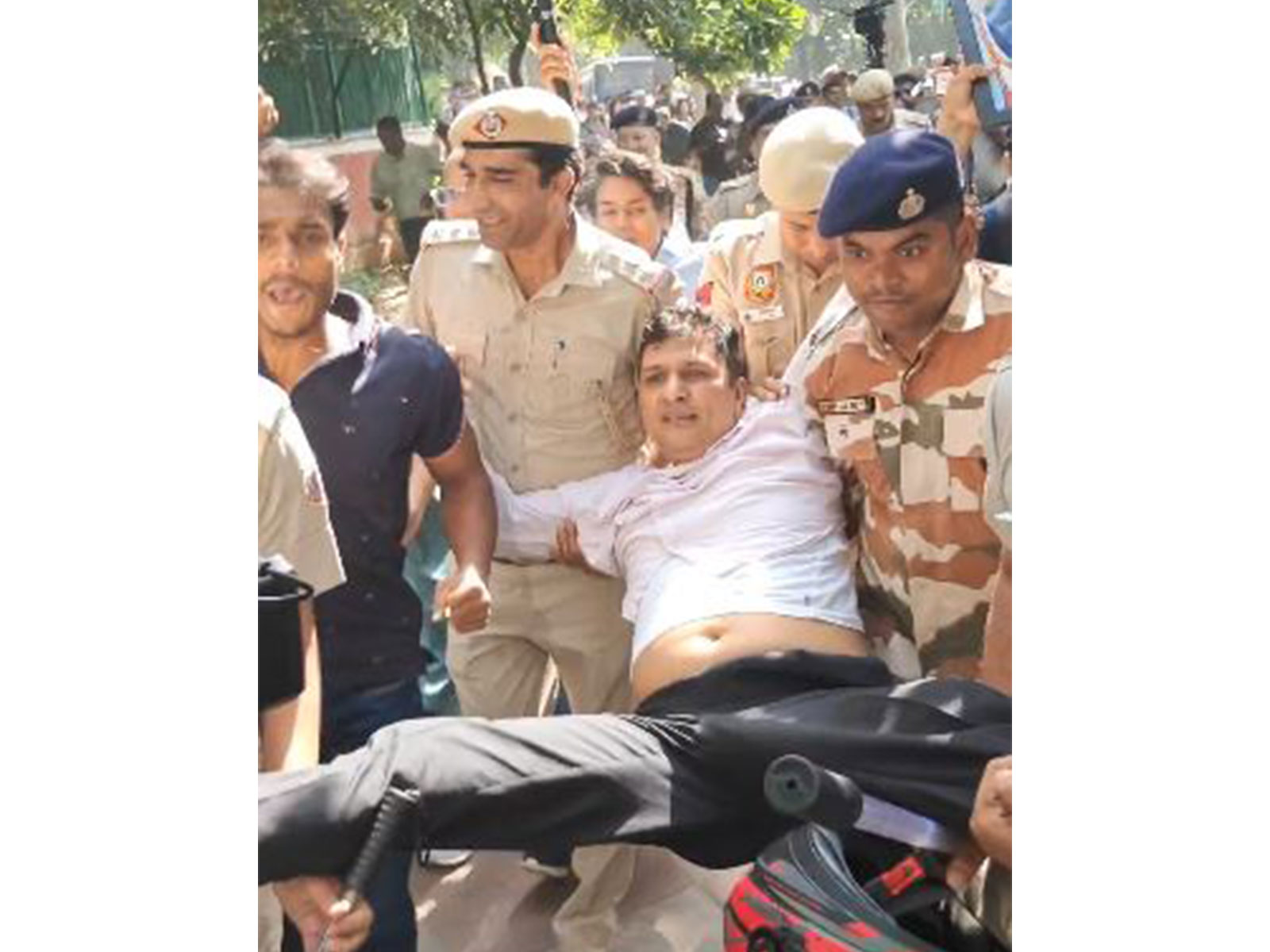 Aam Aadmi Party (AAP) Delhi president Saurabh Bhardwaj detained by Delhi police (Photo/X/ @Saurabh_MLAgk)