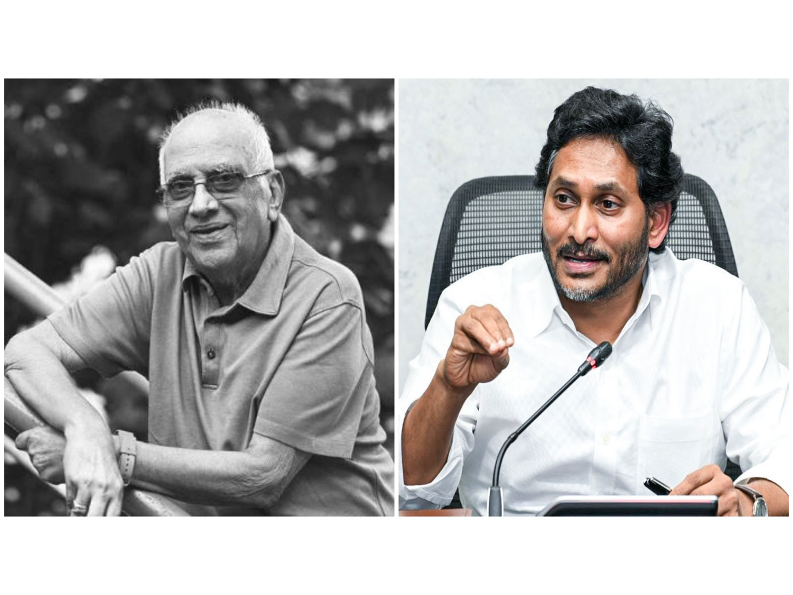 Singeetam Srinivasa Rao (L) YS Jagan Mohan Reddy (R)(File photos/X/@ysjagan/ANI)