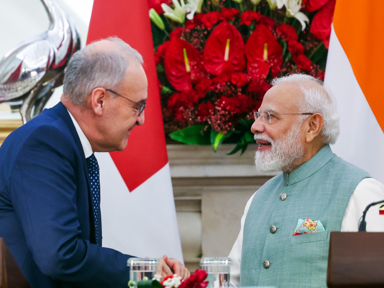 Prime Minister Narendra Modi and Swiss President Guy Parmelin  (Photo/ANI)
