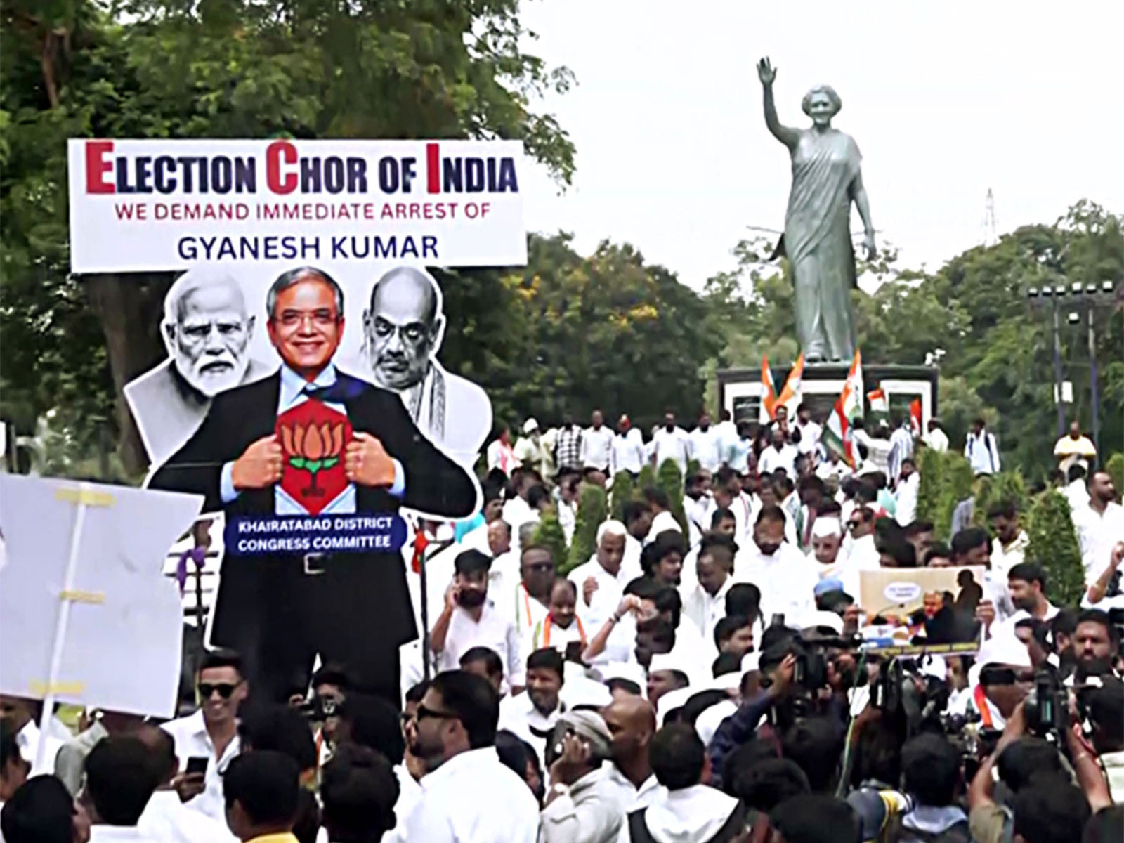 Telangana Congress protest against CEC Gyanesh Kumar in Hyderabad (File Photo/ANI)
