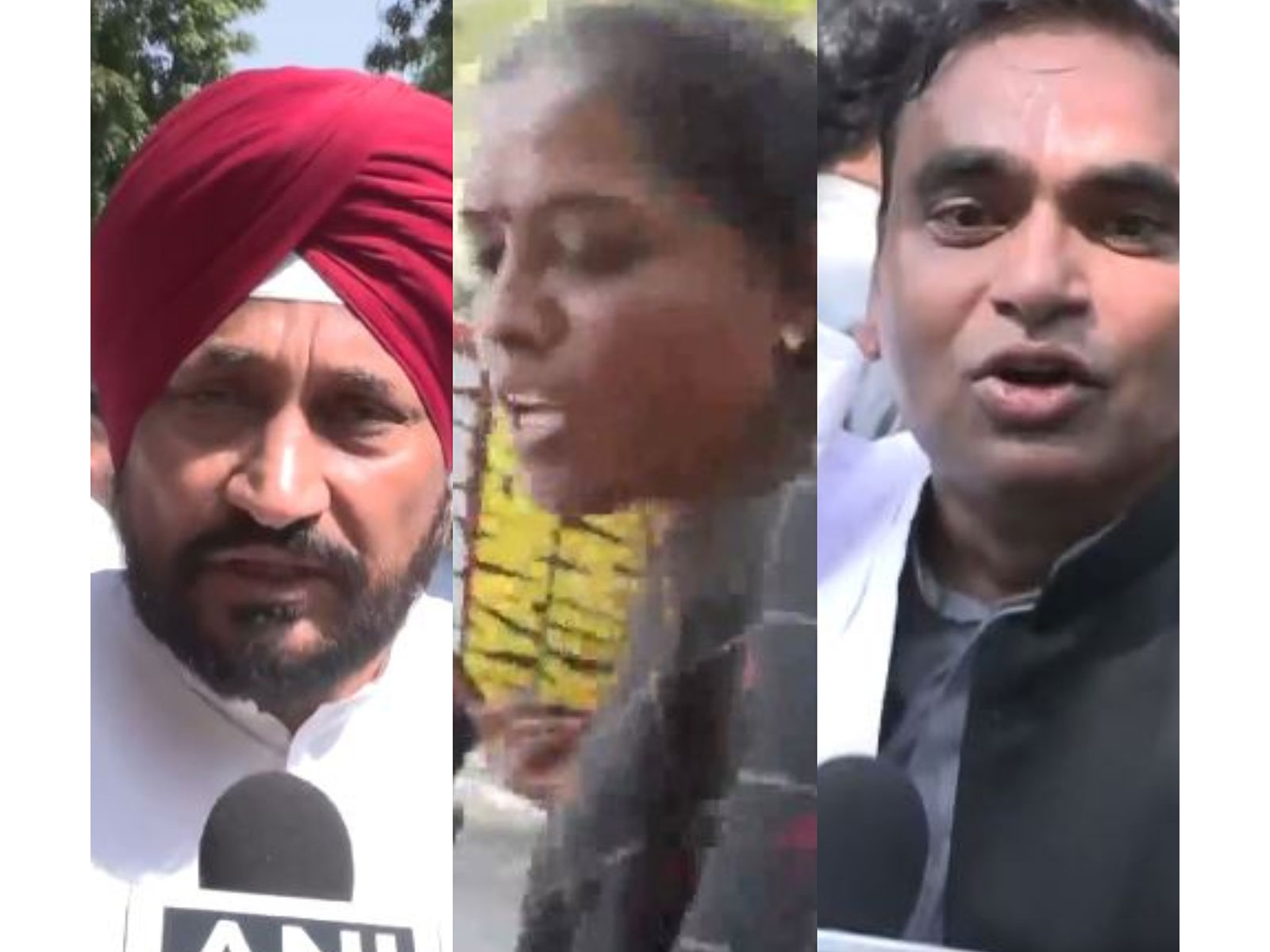 Former Punjab Chief Minister and senior Congress leader Charanjit Singh Channi, Congress MP S. Jothimani and Congress MP Chamala Kiran Kumar Reddy (Photo/ANI) Former Punjab Chief Minister and senior Congress leader Charanjit Singh Channi, Congress MP S. Jothimani and Congress MP Chamala Kiran Kumar Reddy (Photo/ANI)