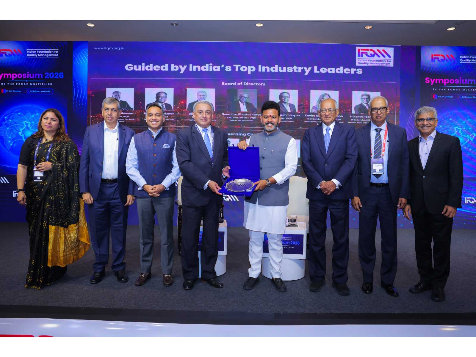 Kinjarapu Rammohan Naidu, Honโble Minister of Civil Aviation, Government of India with GC members of IFQM Kinjarapu Rammohan Naidu, Honโble Minister of Civil Aviation, Government of India with GC members of IFQM