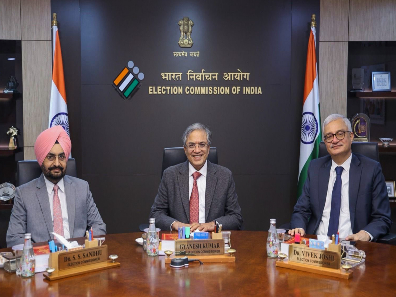 Chief Election Commissioner Gyanesh Kumar, along with Election Commissioners Vivek Joshi and Sukhbir Singh Sandhu (File photo/ANI)